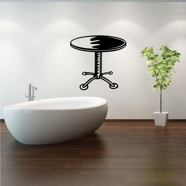 Black round table decal with sketch-style legs