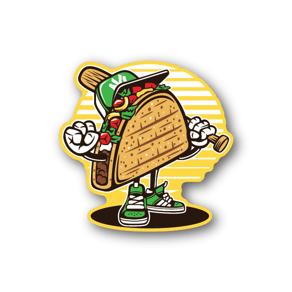 Image of Taco Baseball Player Sticker