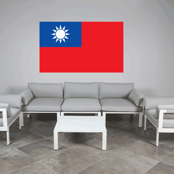 Taiwan flag sticker with blue top-left and white sun on red background