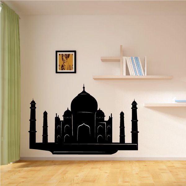 Taj Mahal India decal featuring a black mosque skyline with domes and minarets