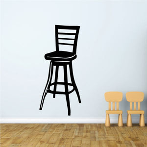 Black tall bar stool wall decal with simple chair frame and ladder back