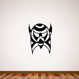 Tall ceremonial mask decal, black and white tribal face design