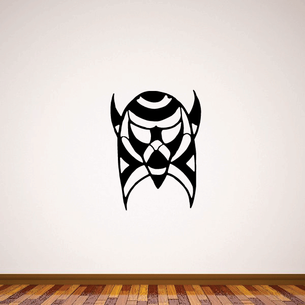 Tall ceremonial mask decal, black and white tribal face design