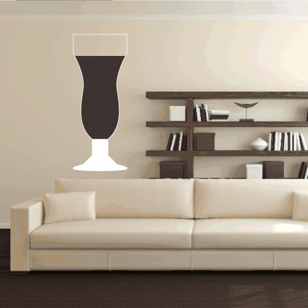 Tall dark beer in glass sticker with dark beer glass silhouette