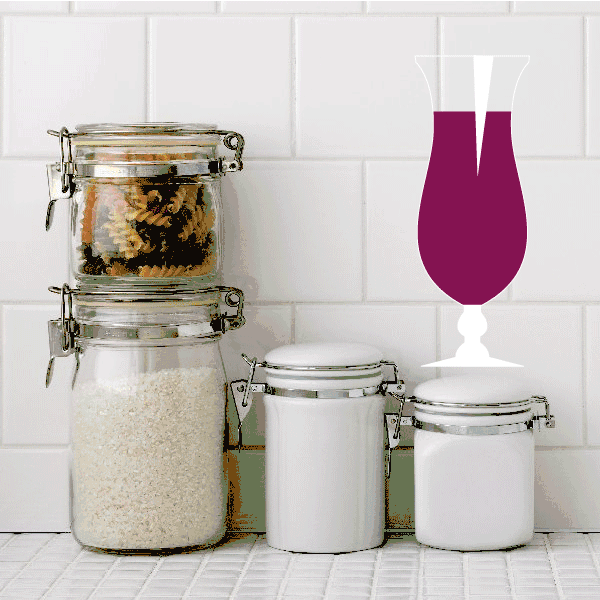 Tall wine glass sticker with purple goblet silhouette and white stem