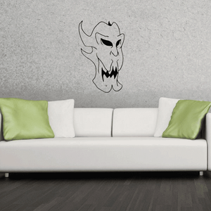 Monster mask wall decal with black skull design and curved horns