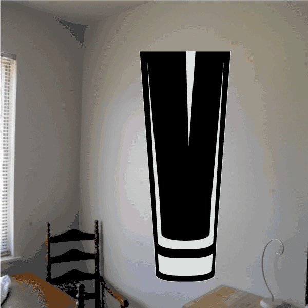 Tall shot glass decal, black glass silhouette with white outline and band