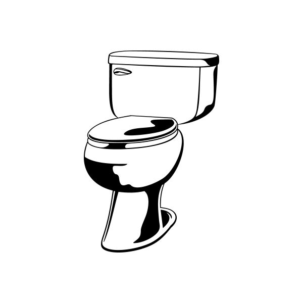 Tall toilet decal with simple black-and-white outline design