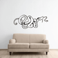 Tangled snake decal, black line art with ornate curled details