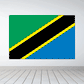 Tanzania flag sticker with green background and diagonal yellow stripe plus black and blue bands