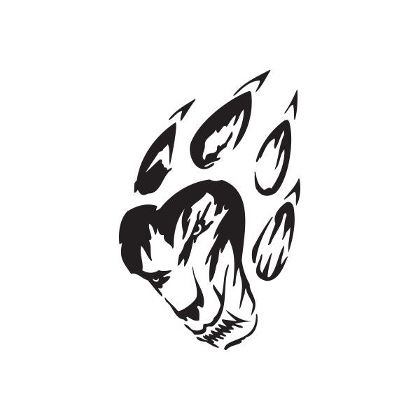 Image of Tattered Paw Wolf Print Decal