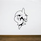 Dolphin and heart tattoo decal, black outline