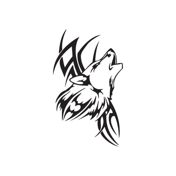 Image of Tattoo Style Howling Wolf Head Decal