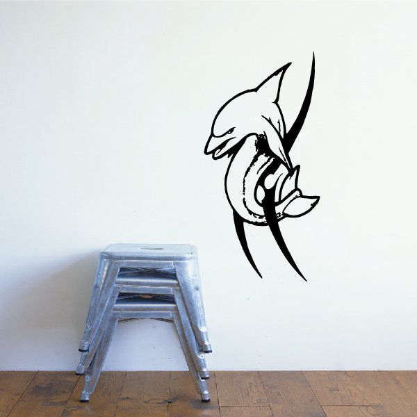 Image of Tattoo Tribal Spike Dolphin Decal