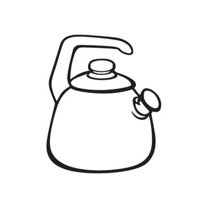 Tea pot decal, black line art of teapot with lid and spout