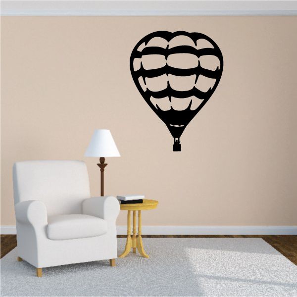 Teardrop hot air balloon wall decal, black balloon with small basket