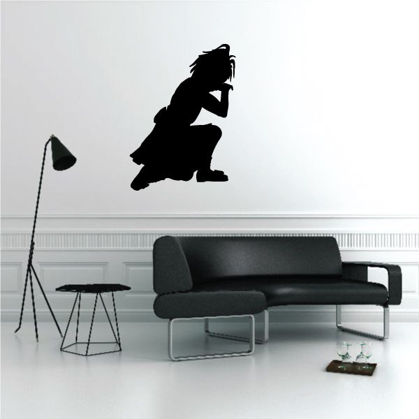 Praying girl decal silhouette, black