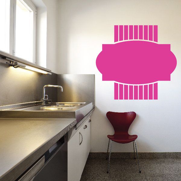 Magenta text decal template sticker with rounded banner and striped ends