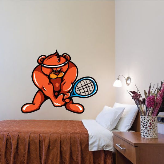 Image of Tennis Bear Wall Decal - Vinyl Car Sticker - Uscolor004