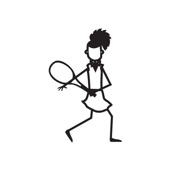 Tennis girl decal silhouette holding a tennis racket and ball