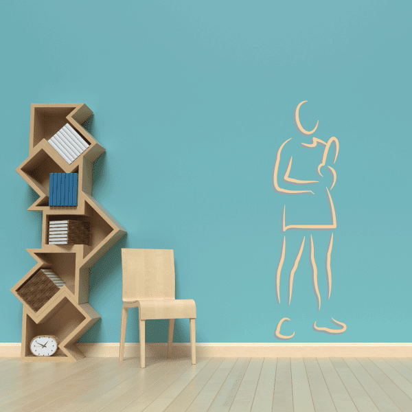 Tennis player wall decal outline, light tan vinyl sticker, die-cut