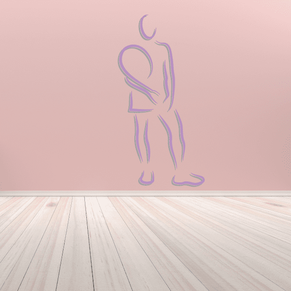 Tennis wall decal vinyl sticker of a purple tennis player silhouette