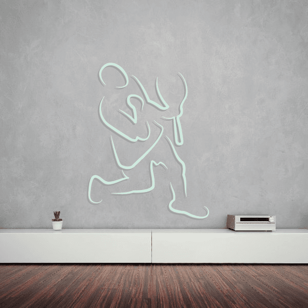 Tennis wall decal sticker of a light green tennis player silhouette outline