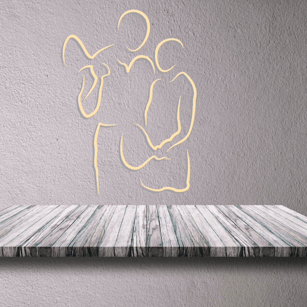 Tennis wall decal: yellow outline tennis player with racket