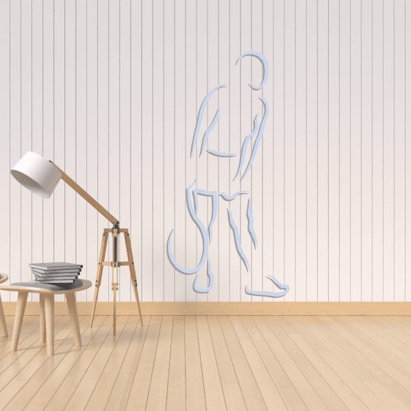 Tennis wall decal sticker featuring an outline of a tennis racket and player