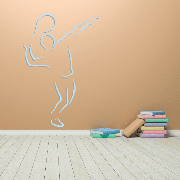 Blue tennis player wall decal vinyl sticker, die-cut outline silhouette