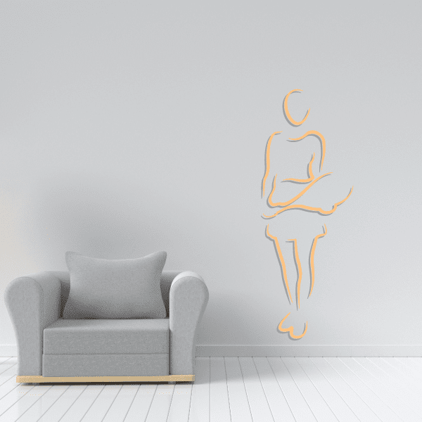 Orange outline tennis player wall decal