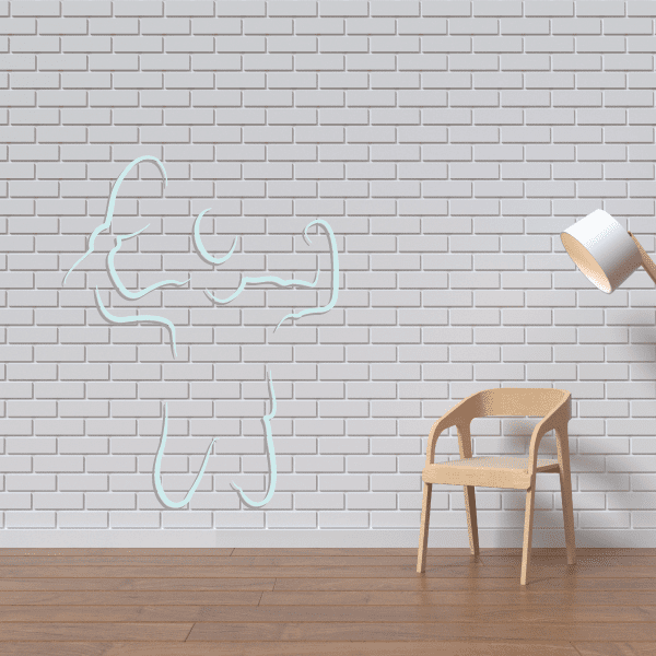 Tennis wall decal vinyl sticker with line-art racket and ball outline