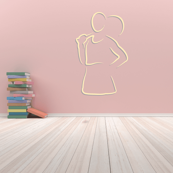Tennis wall decal vinyl sticker with outline of tennis player holding racket