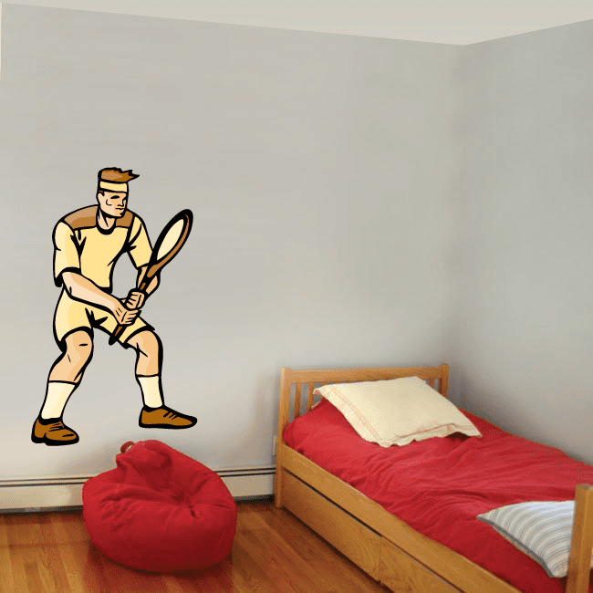 Tennis player wall decal vinyl sticker: standing athlete with racket