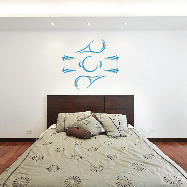 Blue tennis-themed wall decal vinyl sticker with swooshing ball pattern