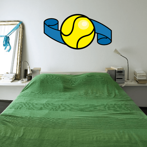 Yellow and blue tennis ball wall decal sticker, die-cut vinyl