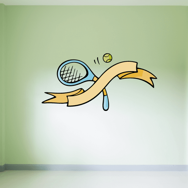 Tennis wall decal vinyl sticker with tennis racket and tennis ball