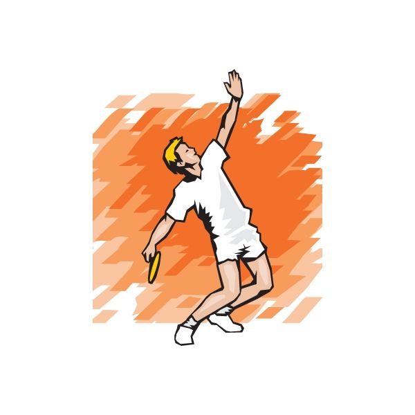 Tennis wall decal with illustrated tennis player in action