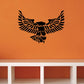 Eagle wings decal with spread wings and central eagle head, black graphic