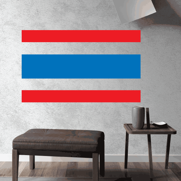 Thailand flag sticker with red-blue-red horizontal stripes