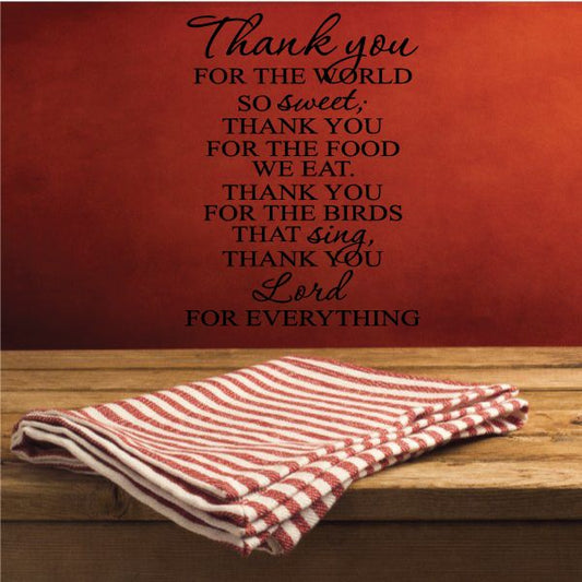 Image of Thank you for the World So Sweet Thank you for the food we eat Wall Decal