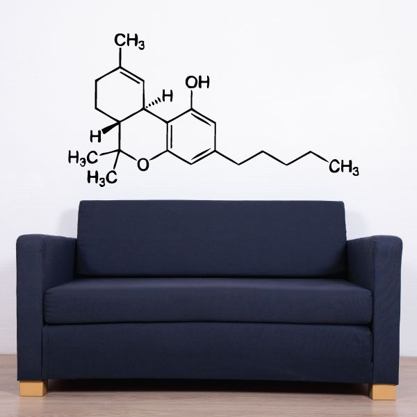 Chemical structure wall decal with CH3 and OH labels on THC skeleton