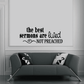 Wall decal: “the best sermons are lived” and “NOT PREACHED” in black lettering