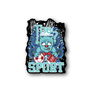 Vinyl football sticker with teal cartoon girl and soccer ball, reads 'The Difference Sport'.