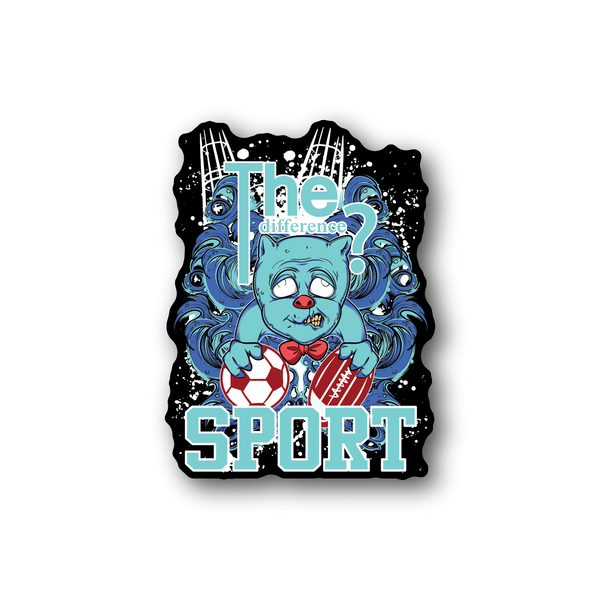 Vinyl football sticker with teal cartoon girl and soccer ball, reads 'The Difference Sport'.
