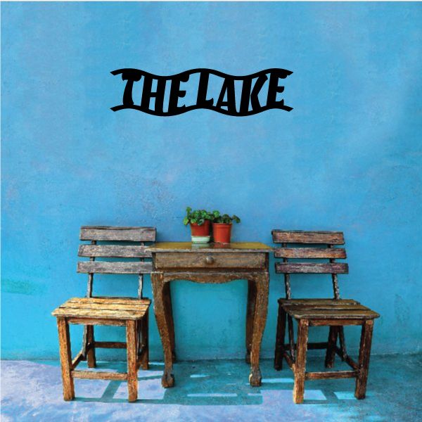 Lake wall decal with bold black "THE LAKE" lettering