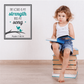 Bible verse wall decal, teal bird and Psalm 118:14 text in square border