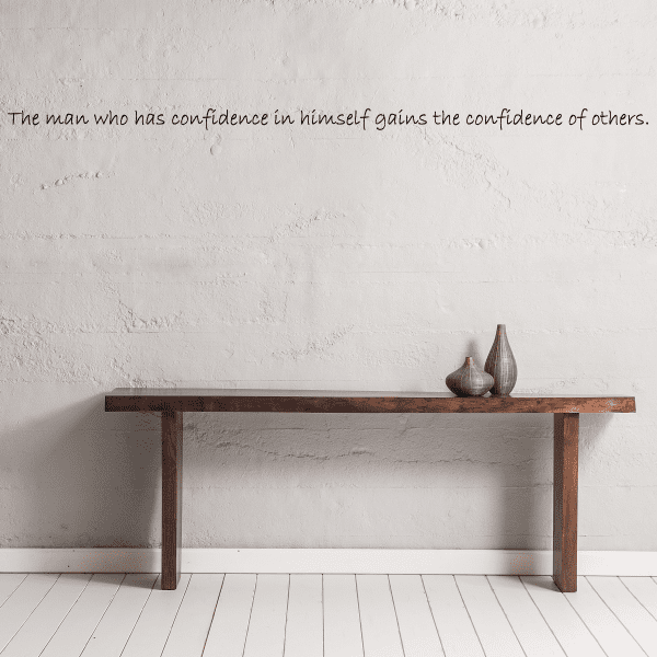 Inspirational wall decal quote text: “The man who has confidence in himself...”