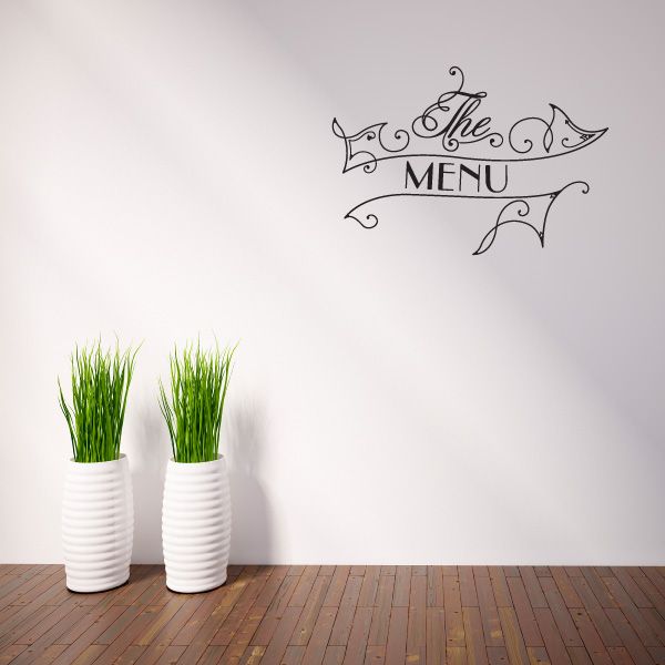 Menu wall decal with ornate scrollwork and 'The MENU' text