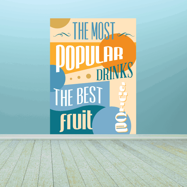 Fruit-themed quote sticker, colorful typography on rectangular sheet